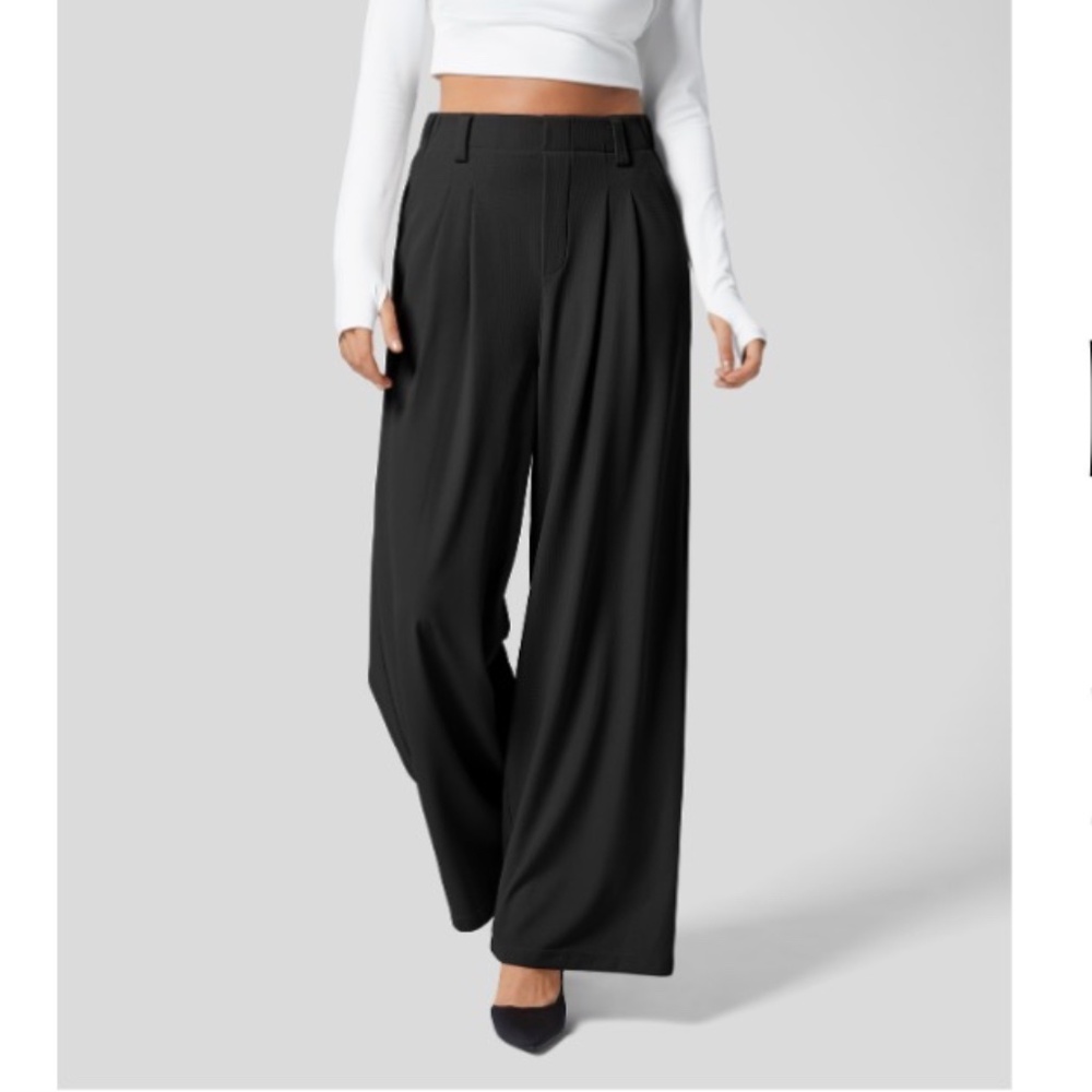 Halara Black XL  High Waisted Waffle Palazzo Pants